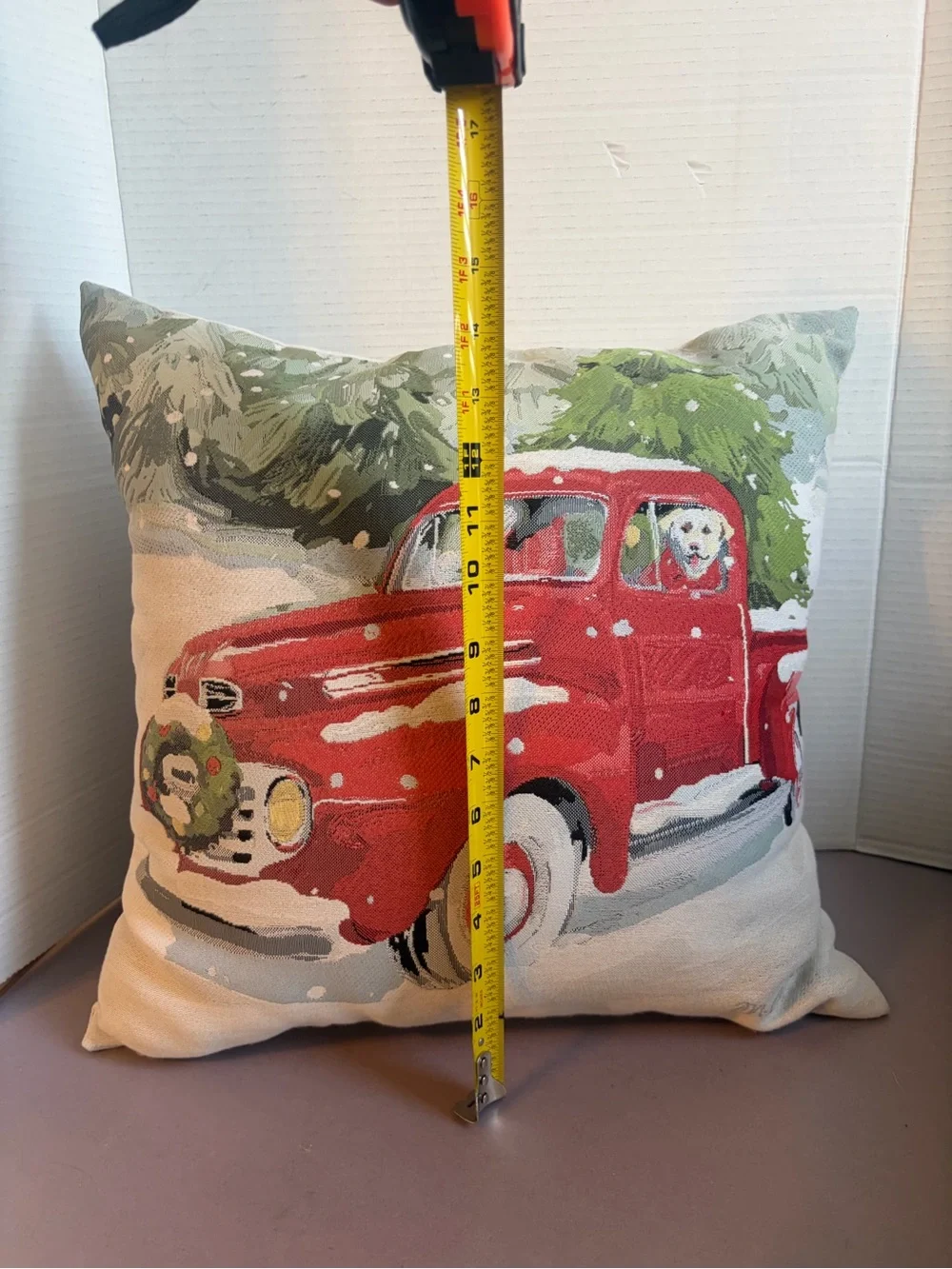 Holiday Red Vintage Truck Decorative Pillow - Brand Not Shown